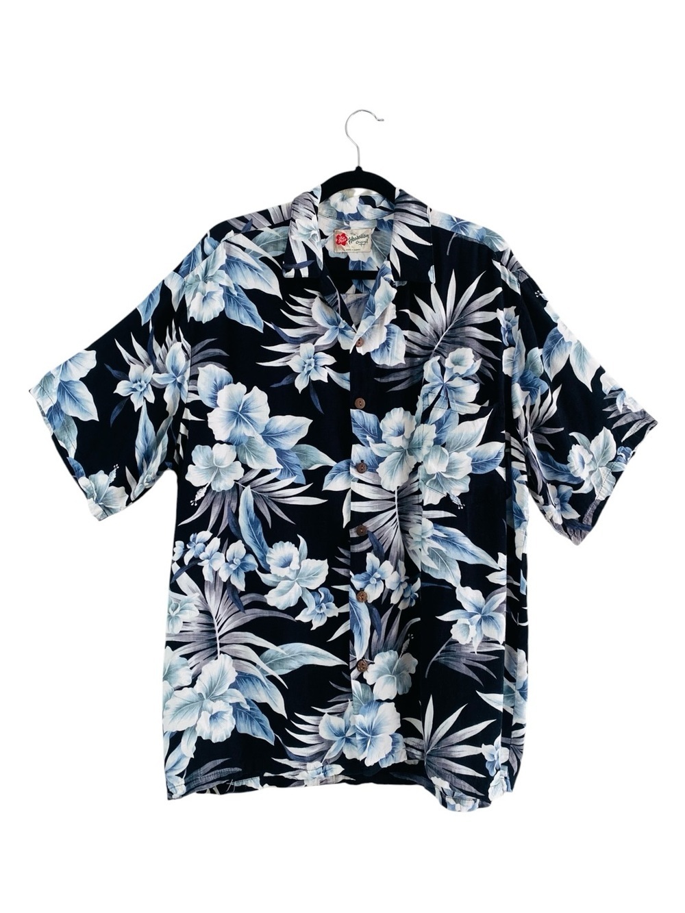 Hilo Hattie Black Floral Short Sleeve Button Up Shirt Size XL